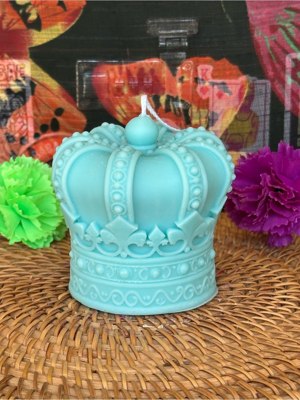 Blue Royal Crown Candle – Ornate Regal Statement Candle